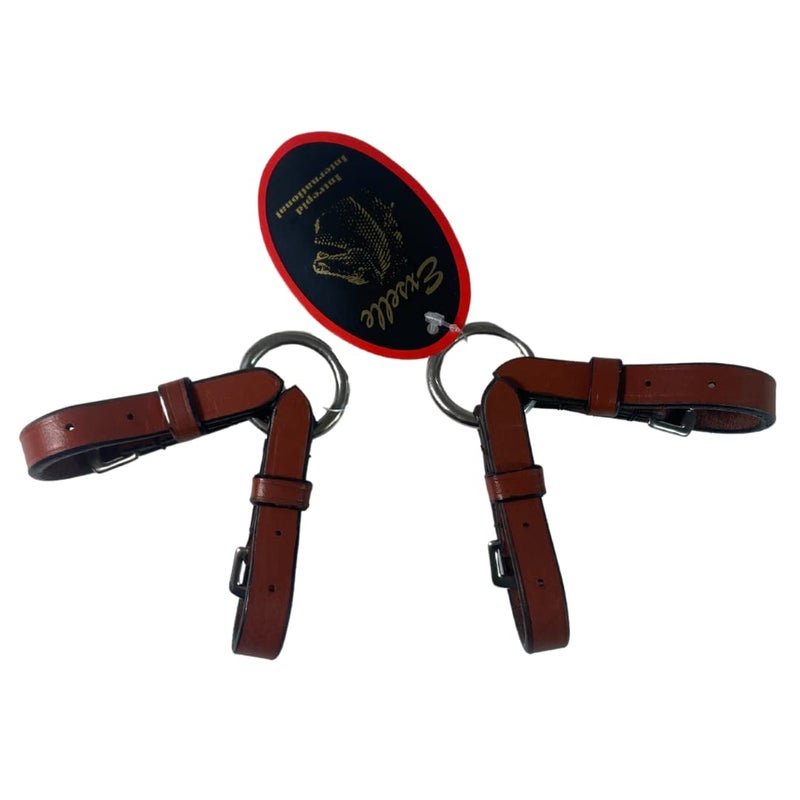Exselle Elite Medium Brown Ringed Bit Converter - Horse Bit Converter for Equestrians, Horse Tack Accessory, Leather with Stainless Steel Ring and Buckle, Pelham Rounding, Converts to One-Rein Bits - Image 1